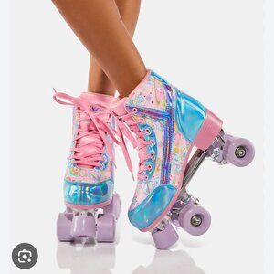 YRU CARE BEAR QOSMIQ ROLLER SKATES DOLLS KILL SIze 7